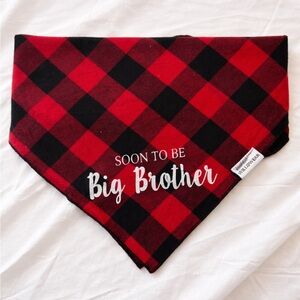 Soon To Be Big Brother Dog Bandana Buffalo Plaid Pet Announcement Bandana